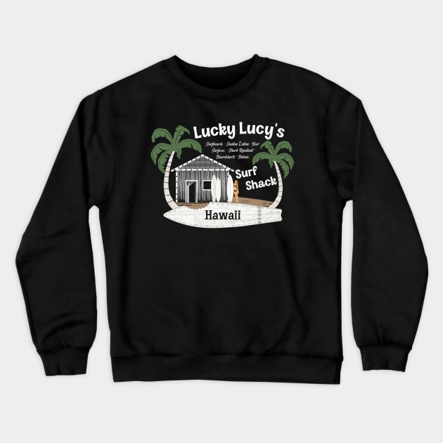 Lucky Lucy's Surf Shack Surfer Crewneck Sweatshirt by SunGraphicsLab